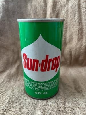 NEAR MINT 1970s era SUN-DROP Old Straight Sided Pull Tab Soda Pop 12 oz. Can
