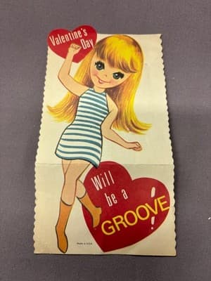 Vintage Valentine's Day Card, 1960's Girl