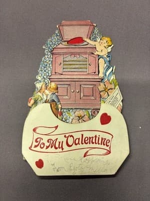 Vintage Victorian Valentine Card Cherubs Flowers To My, 1900s Pop Out