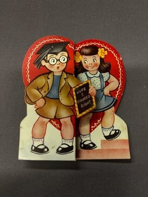 Vintage Collectible Valentines Day Kids Greeting Card Boy Professor With Book