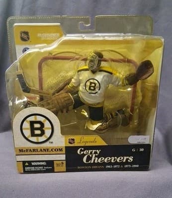 McFarlane Legends GERRY CHEEVERS Series 1 - Boston Bruins White Jersey Variant!