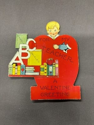 Vintage Victorian Valentine's Day Card Diecut For My Teacher