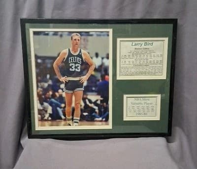 Larry Bird Commemorative Retro Display Piece HOF MVP Framed Collage