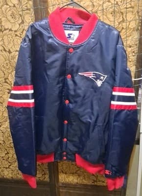 NEW ENGLAND PATRIOTS Starter Snap Down Jacket 2 Tone BLUE & RED 2XL Rare