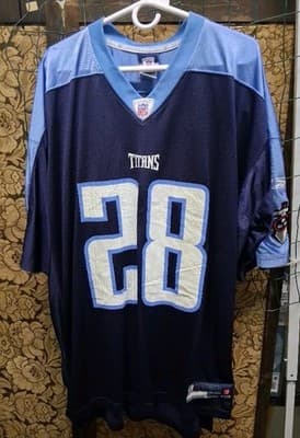 Vintage Reebok Tennessee Titans Chris Johnson #28 Blue NFL Men’s Jersey Size 2XL