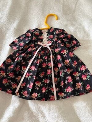 Beautiful Handmade Doll Dress For 18" American Girl Doll Black Flowers Themed