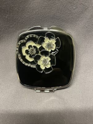 Pocket Compact Silver Tone Metal Hinge Mirror VTG NOS