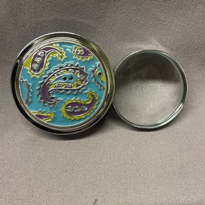 Enamel Jeweled Desk Paperweight Magnifying Glass Loop Beautiful Look