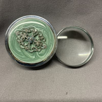 Enamel Jeweled Desk Paperweight Magnifying Glass Loop Beautiful Look