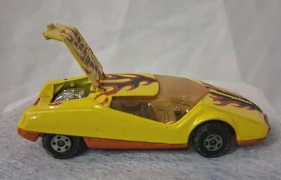 Vintage Matchbox Superfast No. 33 Datsun 126X β 1973 England β Yellow w/ Flames