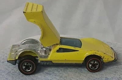 Hot Wheels 1969 REDLINE Yellow Buzz-Off Diecast Car, Nice Cond Hong Kong 🐝