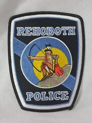 Rehoboth MASSACHUSETTS MA police patch Indian motif Thin Blue Line