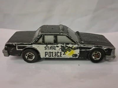 Vintage Hot Wheels Black Crack Ups State Police Cruiser 1983 Hong Kong ๐