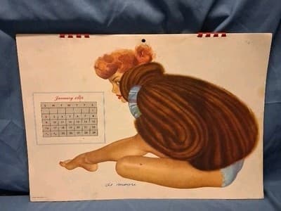 1949 Full Year Esquire Pinup Girl Calendar by Al Moore Sexy Girls , Rare Vintage