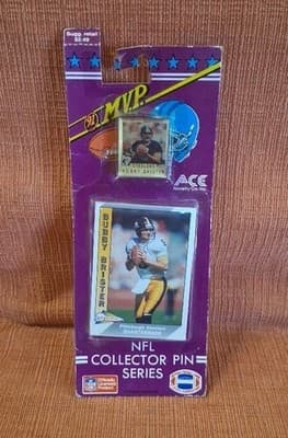 1991 MVP Pacific Bubby Brister Steelers QB NFL Collector Pin Series - Sealed