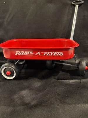 RADIO FLYER Mini Toy Metal Red Wagon for Dolls and Stuffed Animals Vintage
