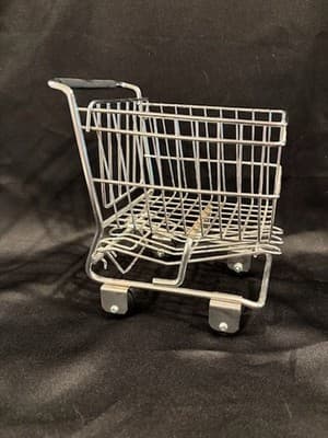 Miniature Metal Shopping Cart Grocery Display Doll Toy Chrome