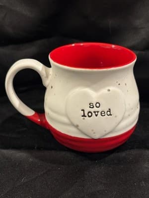 Belle Maison So Loved Heart Ceramic Mug Red White Valentine’s Day Gift Cup