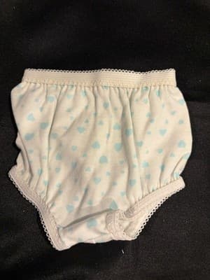 Vintage Unbranded 18" Doll White Underwear Panties with Hearts for American Girl