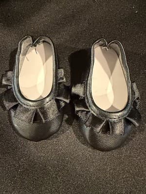 Doll Clothes 18" Shoes Fits American Girl Dolls Black Slips With Bow