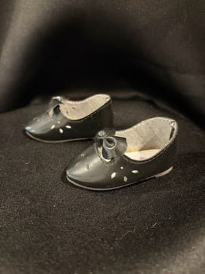 Doll Clothes 18" Shoes Fits American Girl Dolls Black With Bow