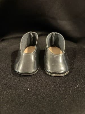 Vintage Black Vinyl Slip On Doll Shoes For American Girl Dolls 18"