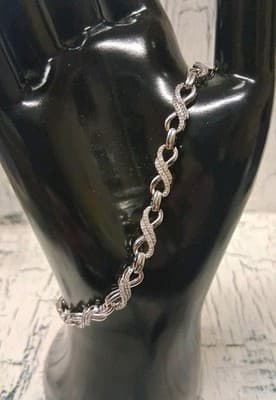 Ross Simons Boho Bracelet Infinity Diamond Sterling Silver Adjustable Slide Exc