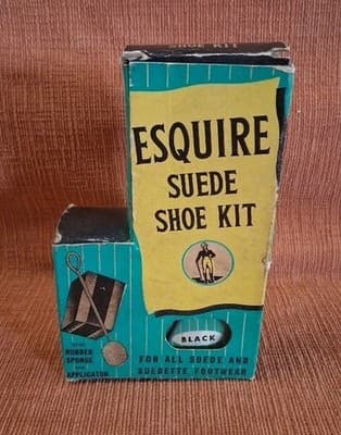 Vintage Esquire Suede Shoe Kit Black for decor General Store Decor