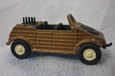 🚘VINTAGE 1970s TOOTSIE TOY KUBELWAGEN VW Black Interior Brown Paint