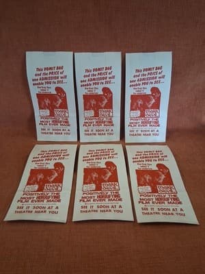 Mark of the Devil Movie Promo, Vomit Bag (1st Movie Rated V) 1970 6 Pack Set