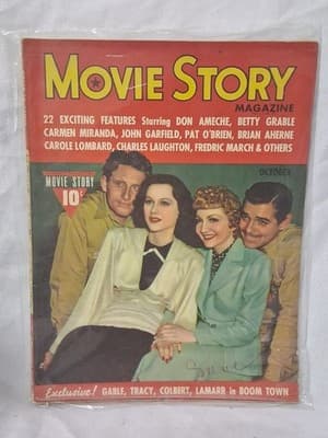 1940 OCTOBER MOVIE STORY MAGAZINE - GABLE TRACY COLBERT & LAMARR COVER - E 1536