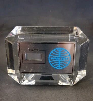 Pan Am Airlines PAA Quartz Desk Alarm Clock Vintage SOLD AS IS