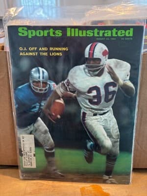 O.J. Simpson Sports Illustrated, August 25, 1969 Football NFL Lions Jets