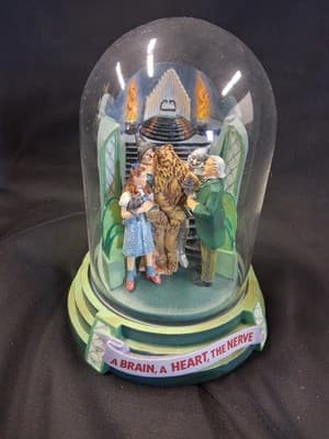1996 VTG Franklin Mint Wizard of Oz Music Box A BRAIN, A HEART, THE NERVE w/Dome