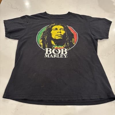 Pre owned Men's Bob Marley Zion Roots Black 100% Cotton T-Shirt Size Large