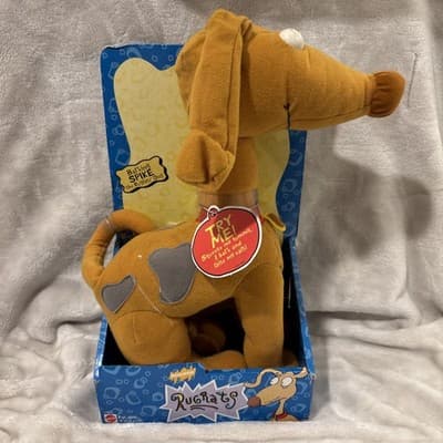 Vintage Mattel 1997 Rugrats Barking Spike Dog Plush RARE Collectible NIB NEW