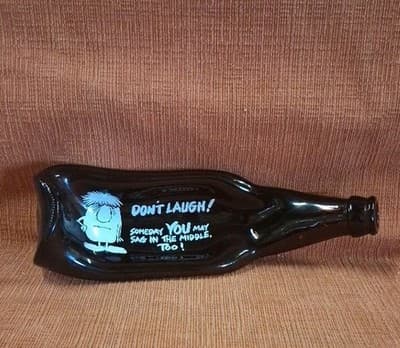 Melted Beer Bottle Trinket Tray Collectible Art Glass Vintage