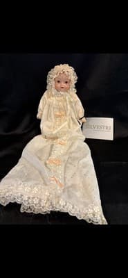 Silvestri Porcelain Girl Doll White Ruffle Lace Dress