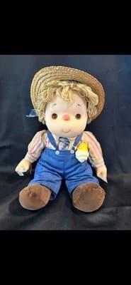 VINTAGE 1980 15” ICE CREAM Beige YARN Hair DOLL OVERALLS Sleepy Eyes J Shin