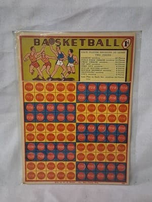 Vintage Basketball Punch Board Card Game, Unpunched, Nice, by Brady In Plastic🏀