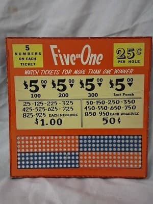 Vintage Punch Board Five On One Unpunched Great Shape RARE π°π°