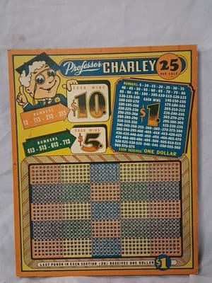 Vintage "Professor Charley" 25-Cent 1000 Hole 12" Punch Board Game #2 With Rules