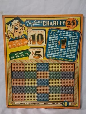 Vintage "Professor Charley" 25-Cent 1000 Hole 12" Punch Board Game #1