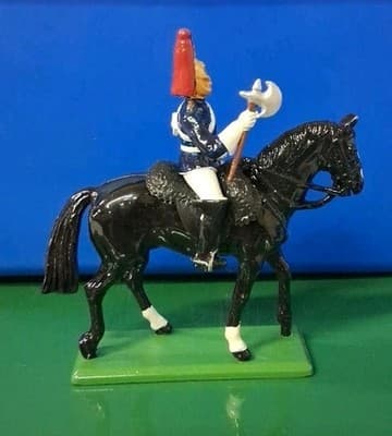 VINTAGE METAL HORSE MOUNTED SOLDIER BLUE HORSEGAURD 1988 MADE ENGLAND W BRITAIN