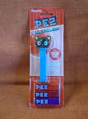 Hello Kitty Sanrio PEZ Choco Black Cat Blue Stem 2007 New In Package NOS Sealed