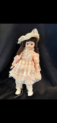 Vintage At Home With Classics Collector Series Porcelain Doll- Pretty Pink Dress