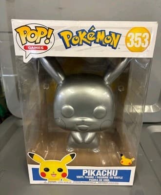 Funko Pop! Vinyl Jumbo 10": Pokémon - Pikachu (Metallic) (Silver) (Jumbo) -...