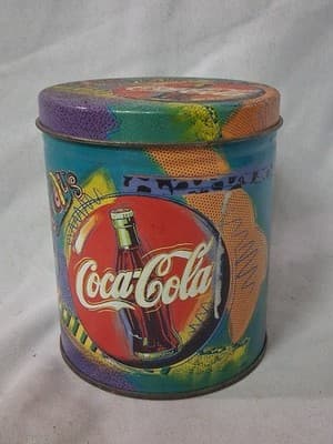 T1 Vintage Always Coca Cola Rainbow Metal Round 5" Tin 1997