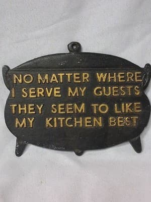 Vtg Kitchen Cooking Metal Trivet Wall Hanging Picture Plaque Art 🍳