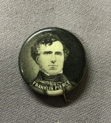 Vtg Franklin Pierce POLITICAL CAMPAIGN PIN BUTTON 1.25 Whitehead & Hoag 1900s